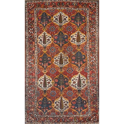 Hand Knotted Oriental 100% Wool Carpet Traditional Floral Oranges & Rust Bakhtiari Area Rug - 10' 3'' X 6' 9''