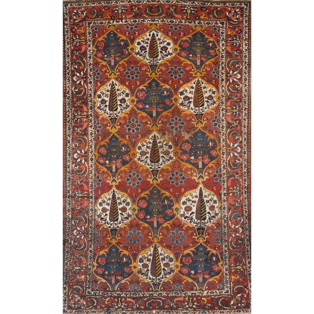 Hand Knotted Oriental 100% Wool Carpet Traditional Floral Oranges & Rust Bakhtiari Area Rug - 10' 3'' X 6' 9''