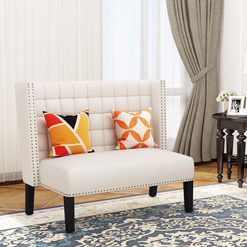 Settee couch,Modern Loveseat Settee Bench Sofa 2-Seat Sofa Couch Tufted Love Seat Dining Bench with Nail Head for Living Room