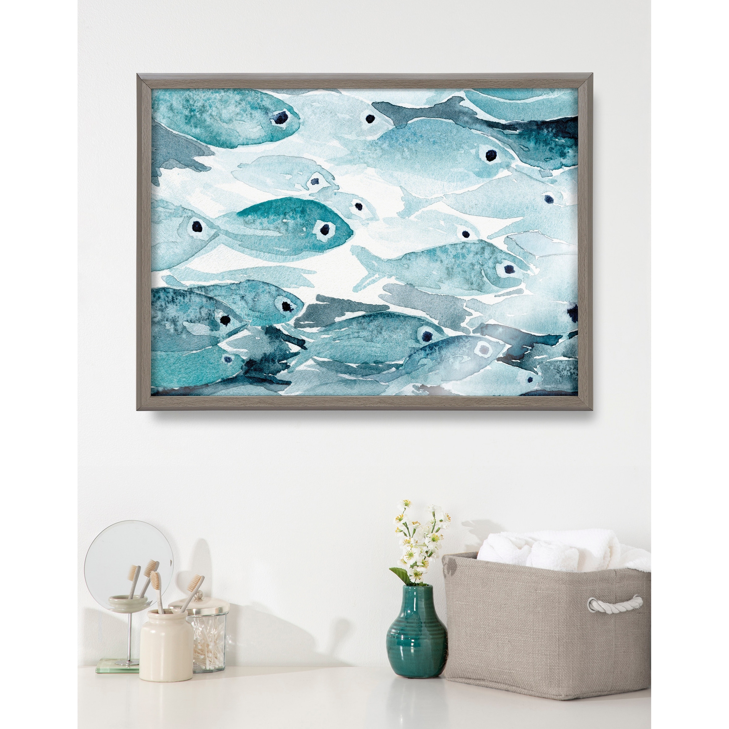 Kate and Laurel Blake 18x24 Aholehole Print Glass by Janet Meinke-Lau