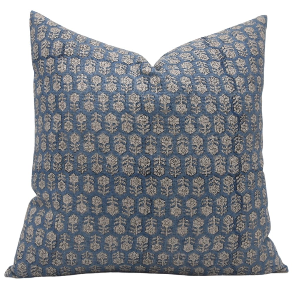 Fabdivine Block Print Floral Linen Cushion Case Bohemian Home Accent,Tulsi Buti