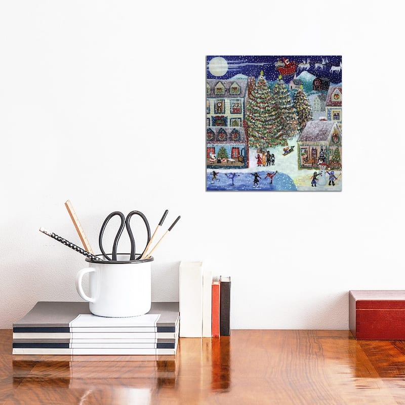 iCanvas "Santa Christmas Village" by Cheryl Bartley Canvas Print - 12x12x1.5