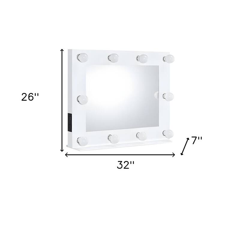 HomeRoots 26" White Metal Framed Mounted Accent Mirror - 32' X '26' X '7
