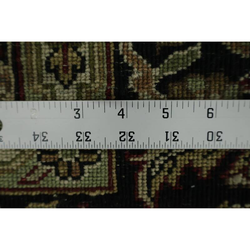 Hand Knotted Oriental 100% Wool Carpet Traditional All-Over Black Agra Area Rug - 8' 9'' X 5' 9''