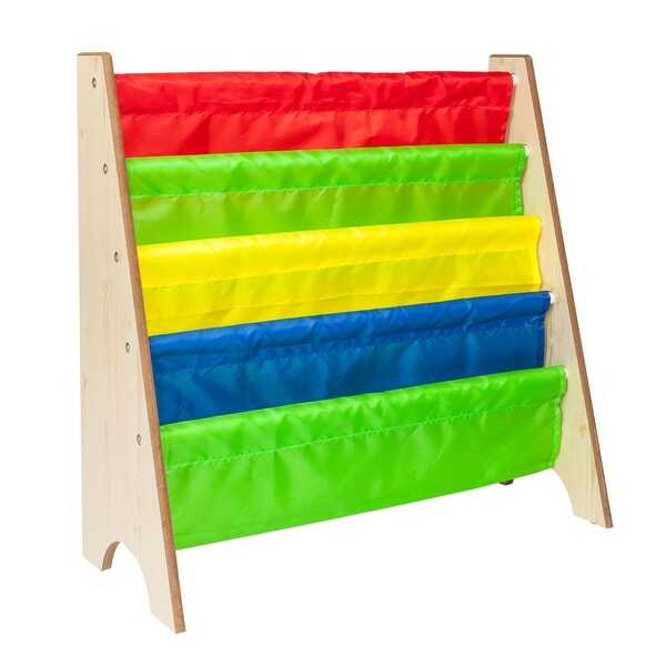 Wood Kids Book Shelf Sling Storage Rack Organizer Bookcase Display Holder White 