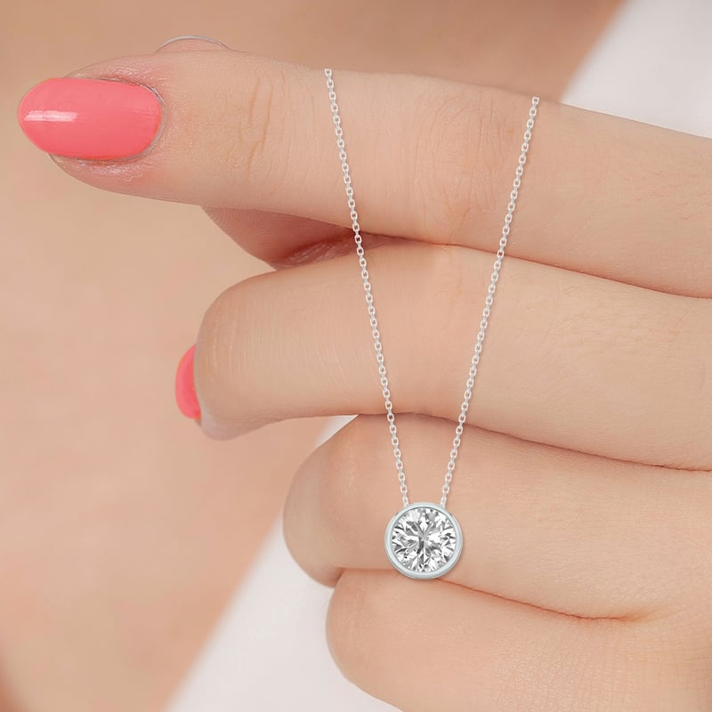 Marquee Certified 1.50 Carat Lab Grown Diamond Bezel Pendant in 14K White Gold
