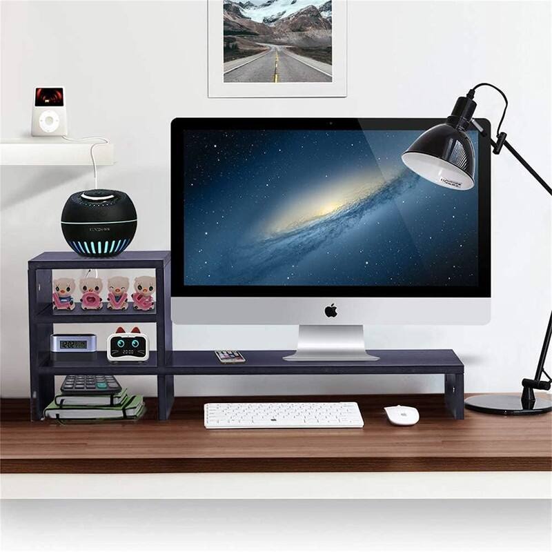3 Drawer Rolling Pedestal - Black Monitor Stand Riser - Letter