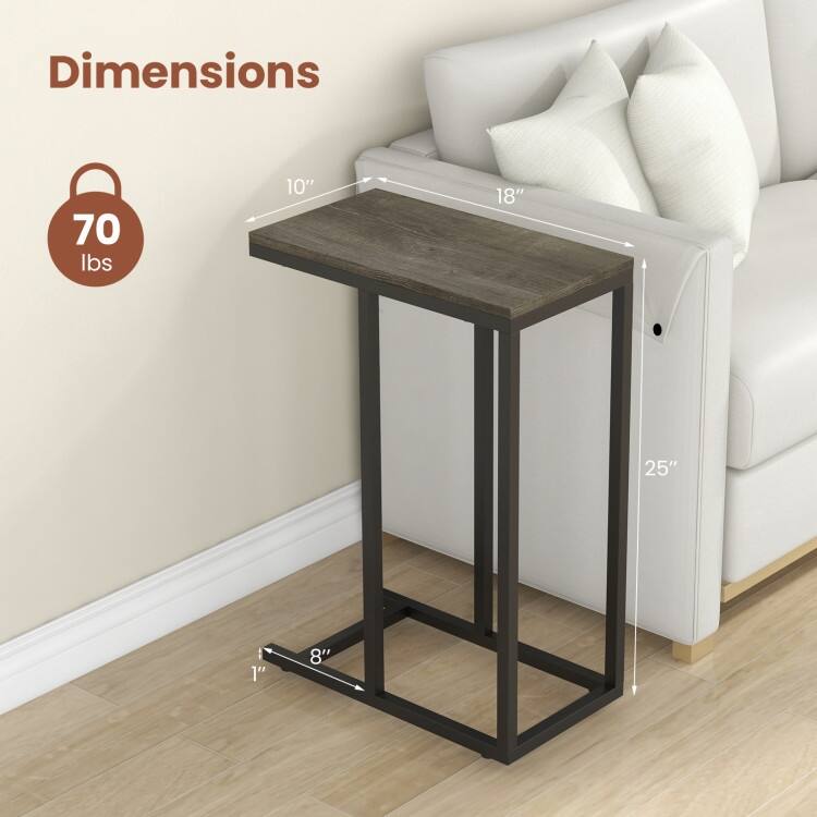 Metal Frame C End Table for Living Room Bedroom or Small Space
