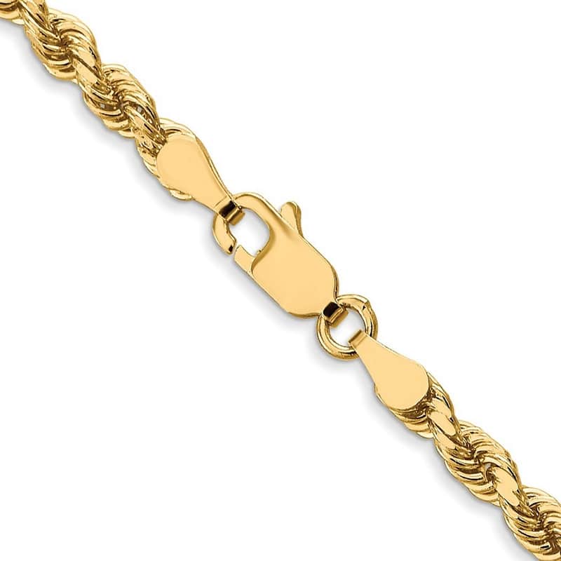 Curata 10k Yellow Gold 7" or 8" 3.5mm Sparkle Cut Rope Chain Bracelet