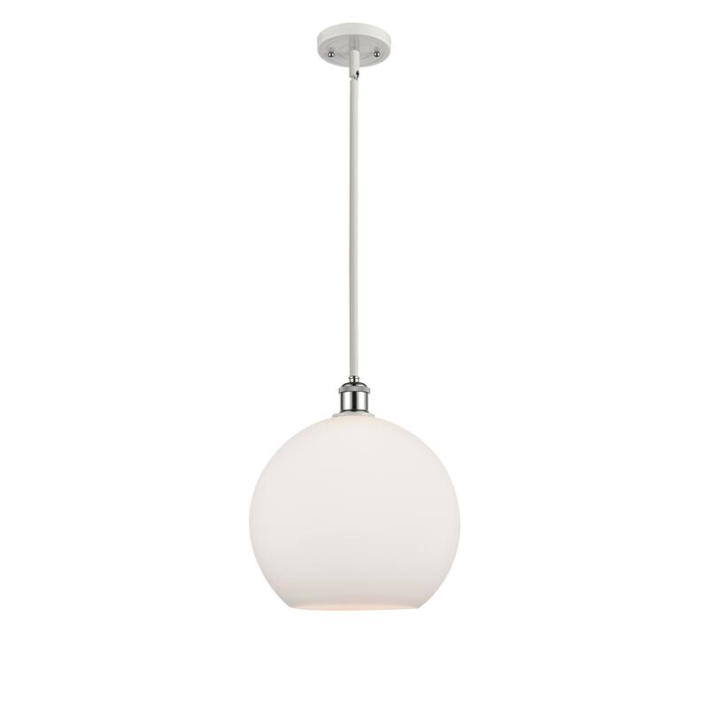 Innovations Lighting Athens 1 Light 12" Mini Pendant - Matte White/White and Polished Chrome