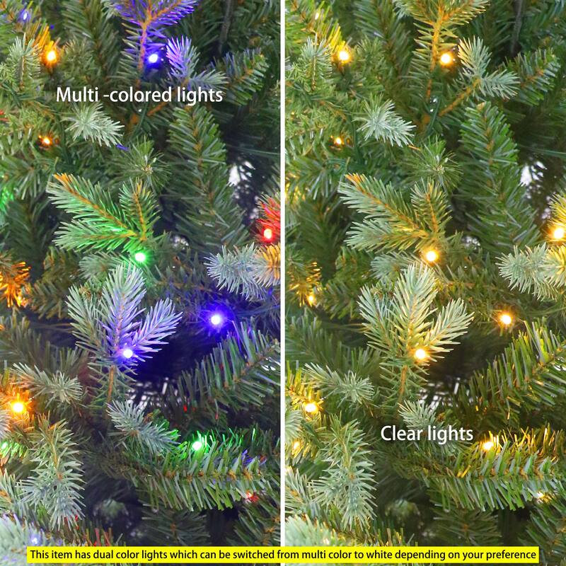 Puleo International 7.5' Pre-Lit Slim Linden Fir Artificial Tree with 350 Dual-Color LED Lights