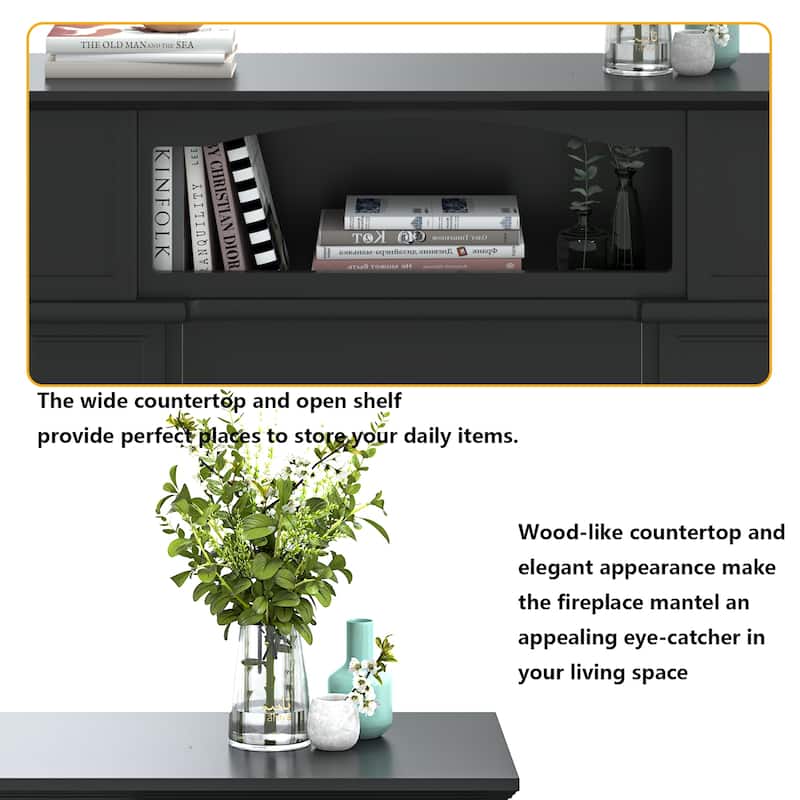 BOSSIN 43" Electric Fireplace with Mantel, 23 inch Electric Fireplace Insert,Freestanding TV Stand with Fireplace Wooden Firebox