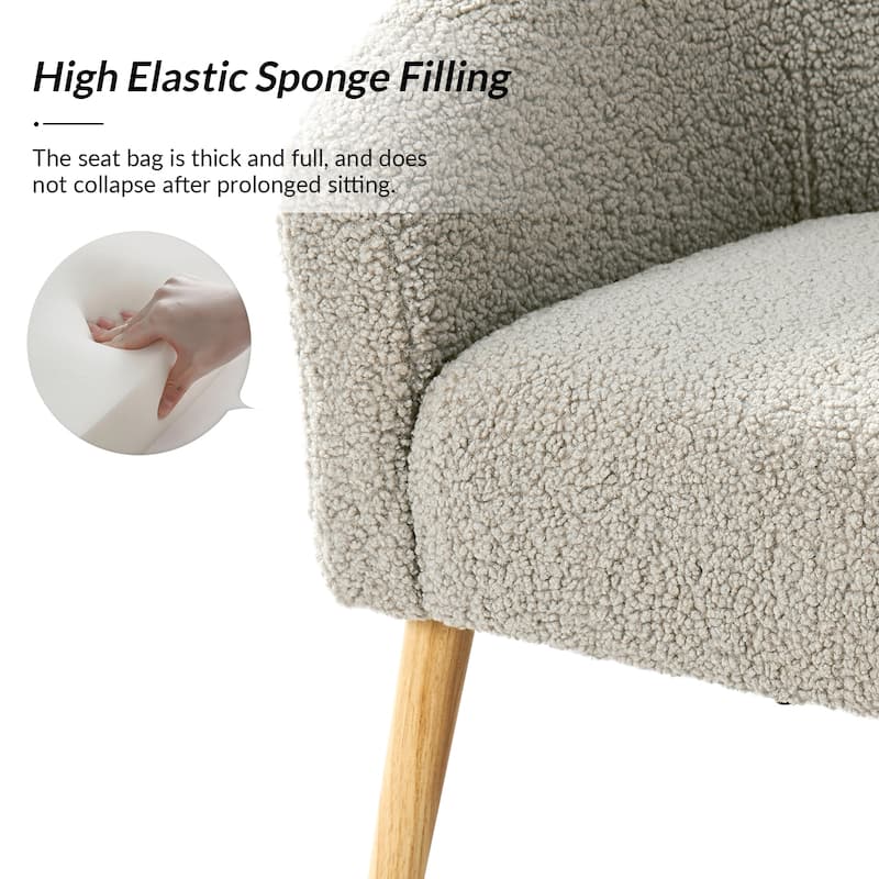 Sheila Modern 31"W Boucle Armchair with Solid Wood Legs by HULALA HOME