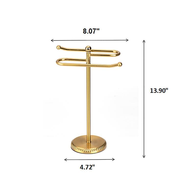 Gold Brushed Stainless Steel S-Design Fingertip Towel Holder With Heavy Base