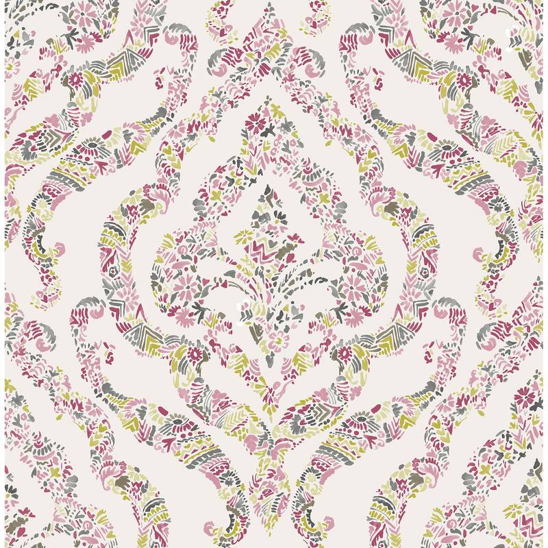 A-Street Prints Featherton Pink Floral Damask Wallpaper