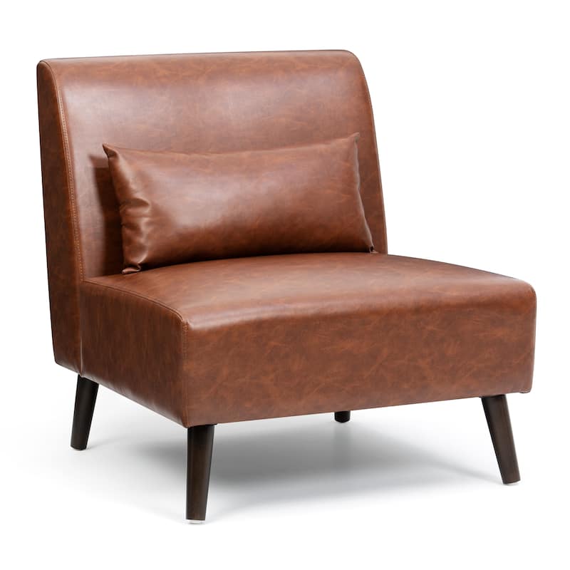 Accent Chair Upholstered Sofa Chair PU Faux Leather Wood Frame with Pillow - 28.74" W x 30.71" D x 31.50" H