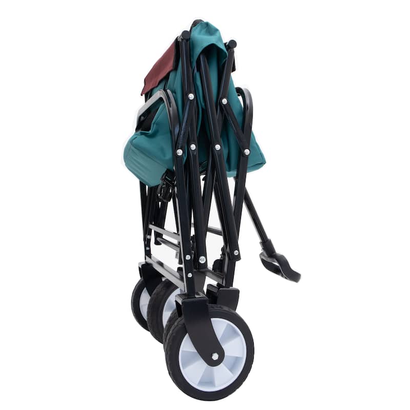 Collapsible Foldable Wagon Cart Beach Wagon Heavy Duty Utility Cart For For Camping With 3Pcs Plastic Liner Bag