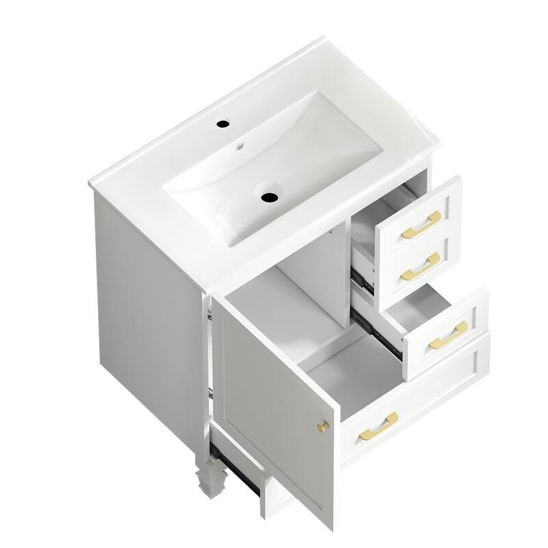 30" Bathroom Vanity. Abundant Storage Cabinet -1 Soft close doors and 3 drawers
