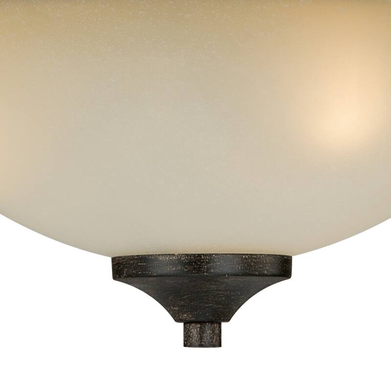 Bowl Flush Mount Ceiling Light - Bronze Finish, Cream Glass Shade - 14.5 Inch Wide - 12