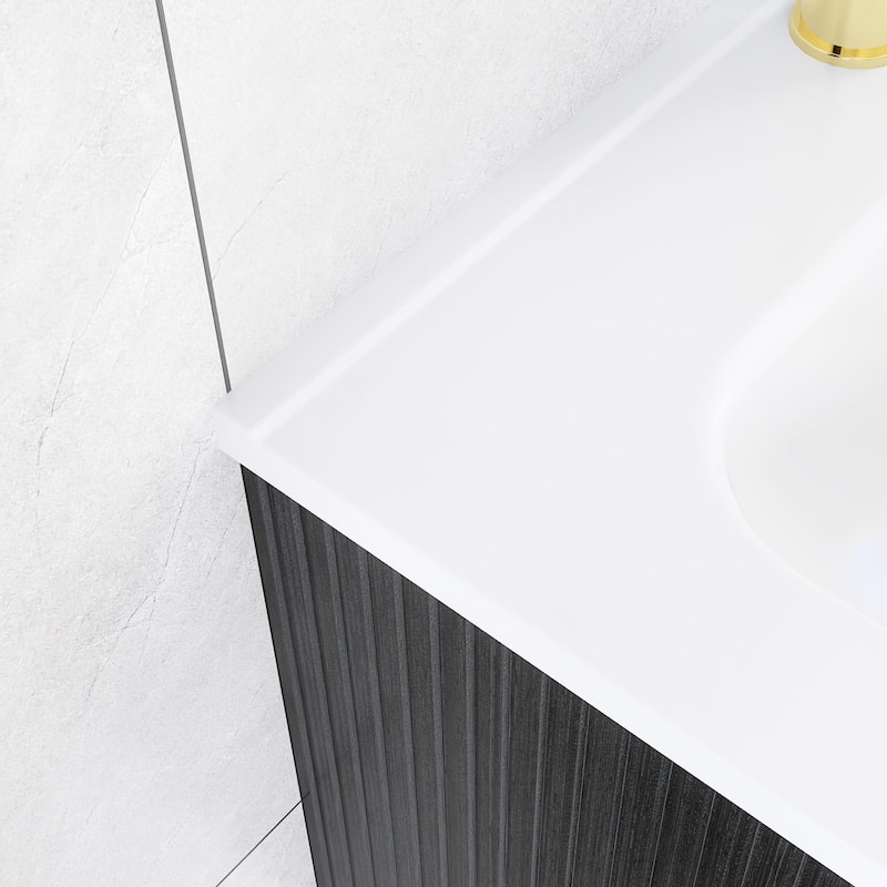 Floating Bathroom Vanity with Glossy White Integrated Ceramic Sink