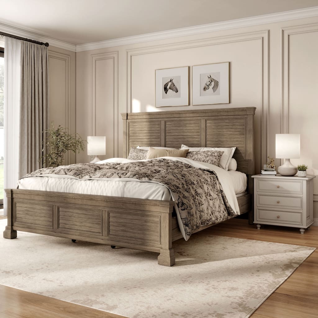 Furniture of America Wacine Weathered Grey Solid Wood Shuttered Panel Bed