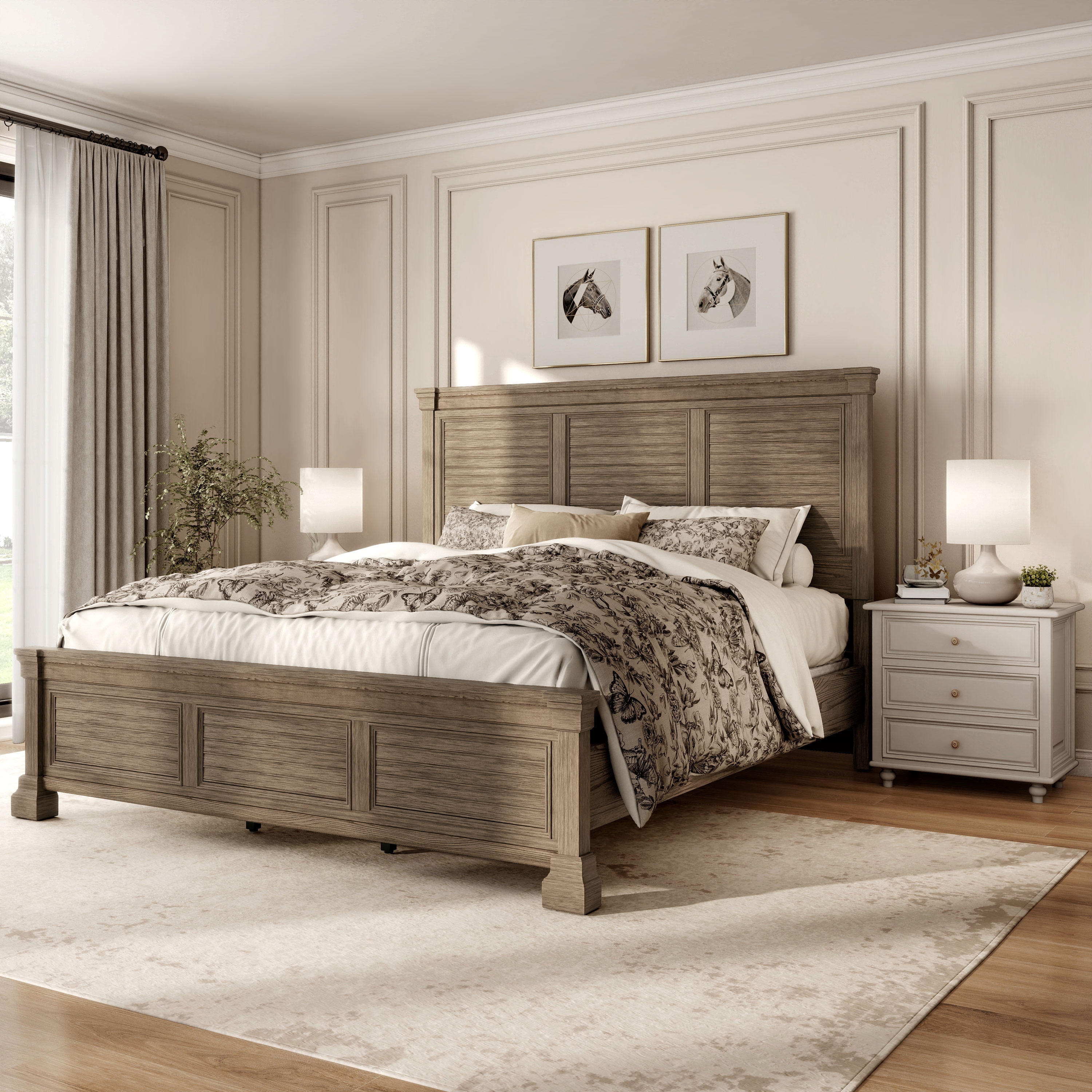 Furniture of America Wacine Weathered Grey Solid Wood Shuttered Panel Bed