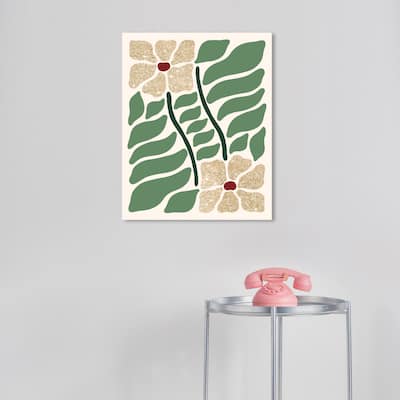 Wynwood Studio Canvas Floral and Botanical Fresh Season's Glitter Green Glam Wall Art Canvas Print
