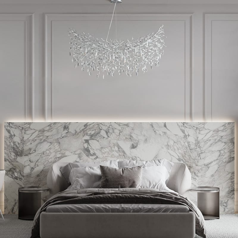 Modern Branch Crystal Linear Chandelier, 1100-1830mm Dining Pendant Light