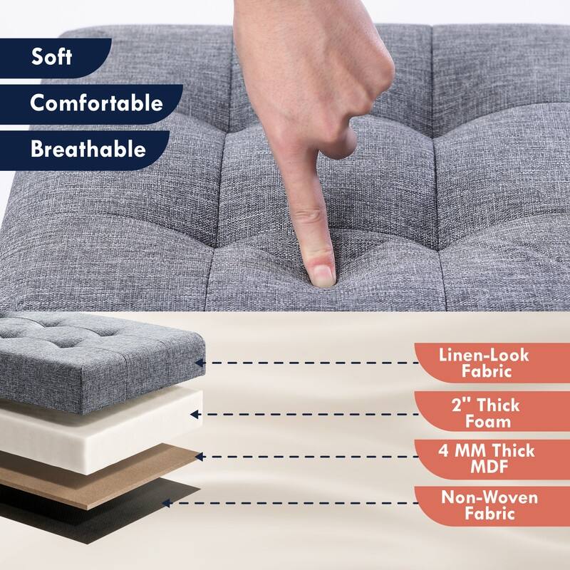 30 Inch Linen Foldable Bench Storage Ottoman