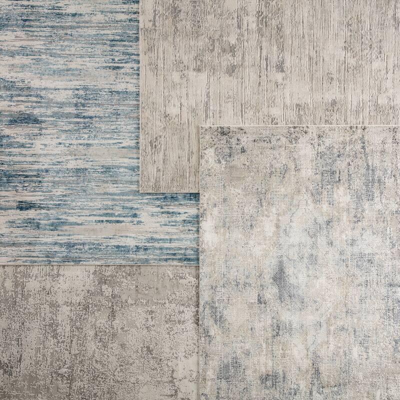Porch & Den Kittiwake Ivory/Blue Abstract Area Rug