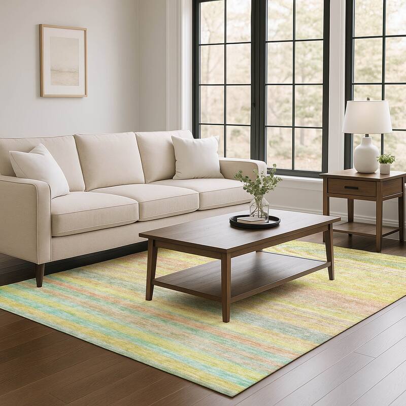 Premium Washable Super Soft Ombre Stripes Mayfield Rug - Gold - 2'6" x 3'10"