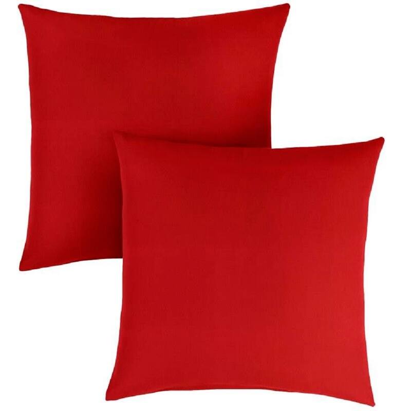 Sorra Home Sunbrella Outdoor Knife Edge Pillow Set of 2 - 24 in H x 24 in W x 6 in D - Canvas Jockey Red