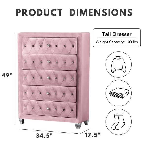 Vyvi Glam Pink Tufted 5-Drawer Vertical Dresser by Furniture of America - Bed Bath & Beyond - 36553310 Vyvi Glam Pink Tufted 5-Drawer Vertical Dresser by Furniture of America - Bed Bath & Beyond - 36553310