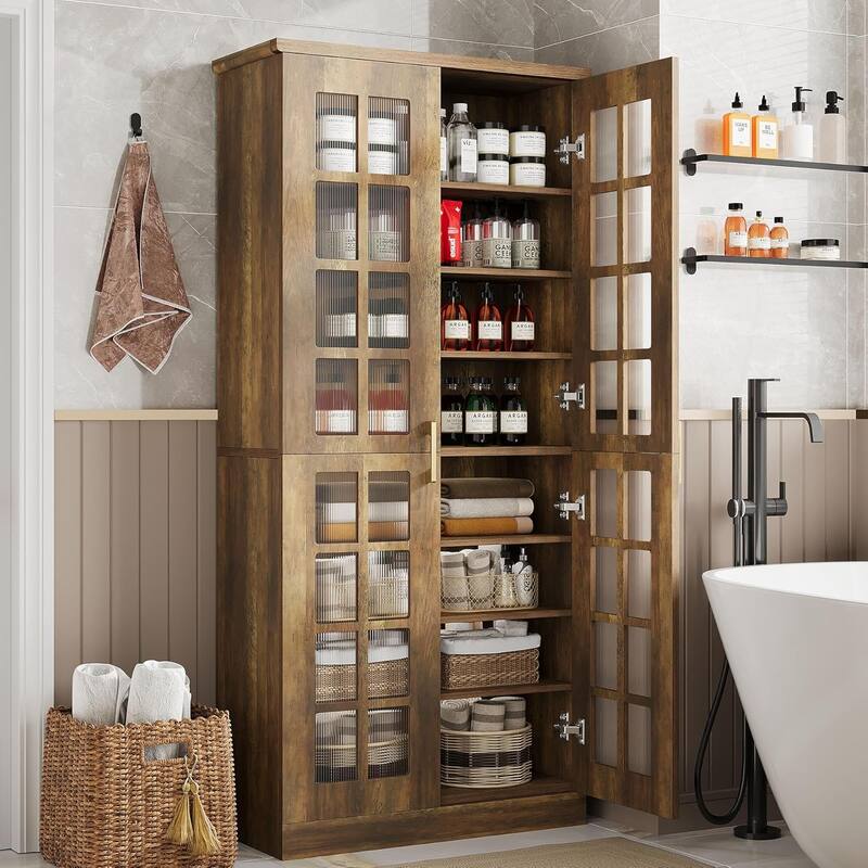 71" Tall Bookcase with Doors and Adjustable Shelves