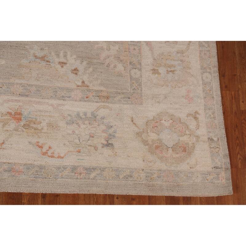 Floral Vegetable Dye Oushak Turkish Area Rug Handmade Wool Carpet - 8'8"x 11'9"