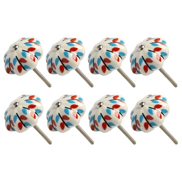 8pcs Ceramic Knobs Drawer Hand Printed Pull Handle Furniture Door Cabinet Cupboard Wardrobe Dresser Replacement #2