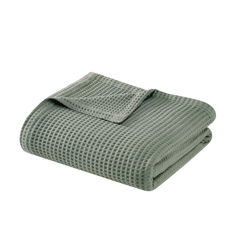 Cannon Heritage Cotton Waffle Blanket and Throw - King - Green