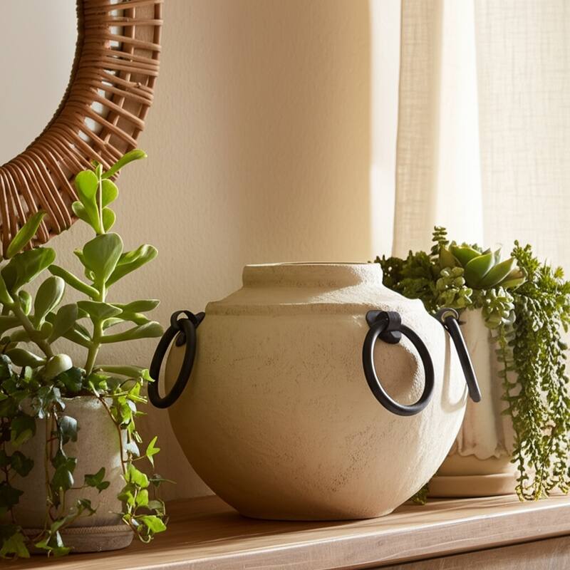 Pottery Ecomix Vase with Handles Modern Boho Style Versatile Display