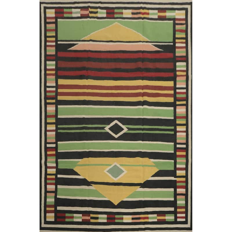 Hand Woven Oriental 100% Wool Carpet Southwestern Modern Multi-Colored Kilim Area Rug - 11' 7'' X 8' 10''