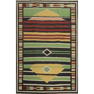 Hand Woven Oriental 100% Wool Carpet Southwestern Modern Multi-Colored Kilim Area Rug - 11' 7'' X 8' 10''