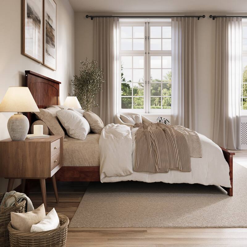 Naples Solid Wood Low Profile Platform Bed with Matching Footboard