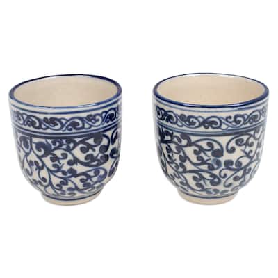 Novica Handmade Palatial Mornings Ceramic Cups (Pair)