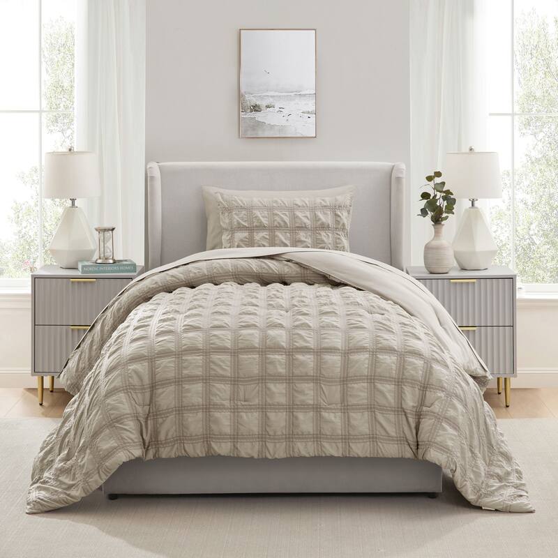 Empyrean Modern Comforter Seer Sucker - Oatmeal - Twin