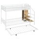 preview thumbnail 9 of 12, White Twin over Full Metal Bunk Bed with Trundle and Lateral Storage