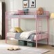 preview thumbnail 1 of 9, Pink Twin over Twin Size Metal Bunk Bed with Ladder Pink