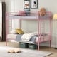 preview thumbnail 1 of 9, Twin Over Twin Metal Bunk Bed with Sturdy Frame and Easy Assembly, Space,Saving Design Pink