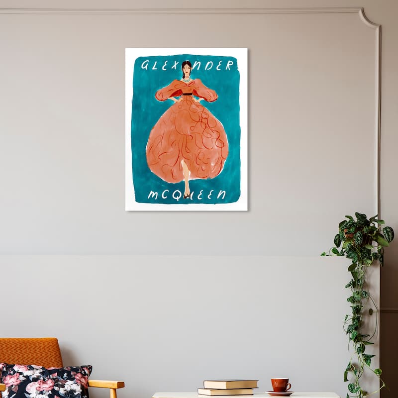 Wynwood Studio Fashion and Glam Alexandra The Queen Blue and Turquoise Modern & Contemporary Wall Art Canvas Print - 30 x 20