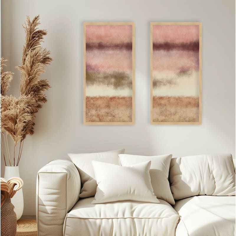 "Abstract watercolor landscape" Set of Two Framed Textured Wall Art