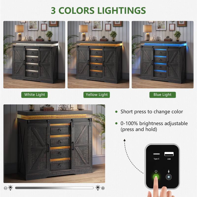 Sideboard With Hidden Gun Lock And Led Lights