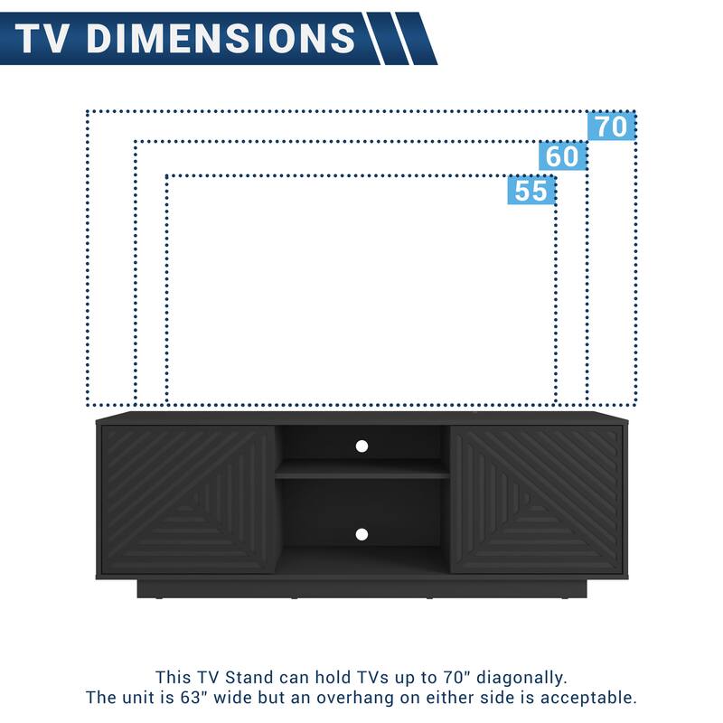 Techni Mobili Modern TV Stand for TVs Up to 70", Black